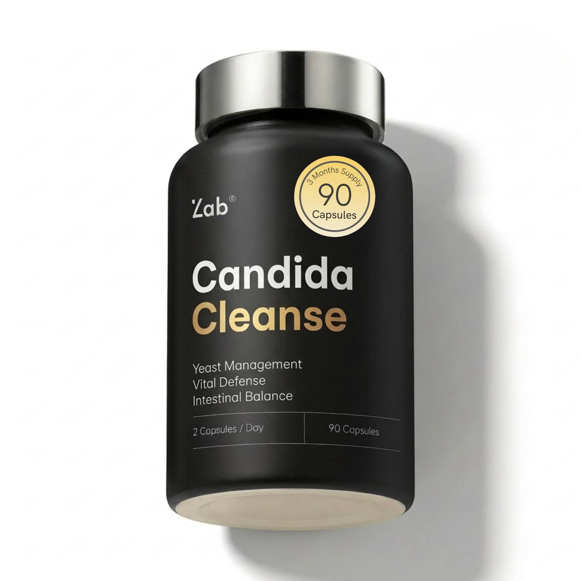 ZAB Candi Defence Capsules 11-in-1 Candida Cleanse for Women and Men with Caprylic Acid, Oregano, Probiotics & Aloe - 1307mg Gut Cleanse Detox, 90 Capsules
