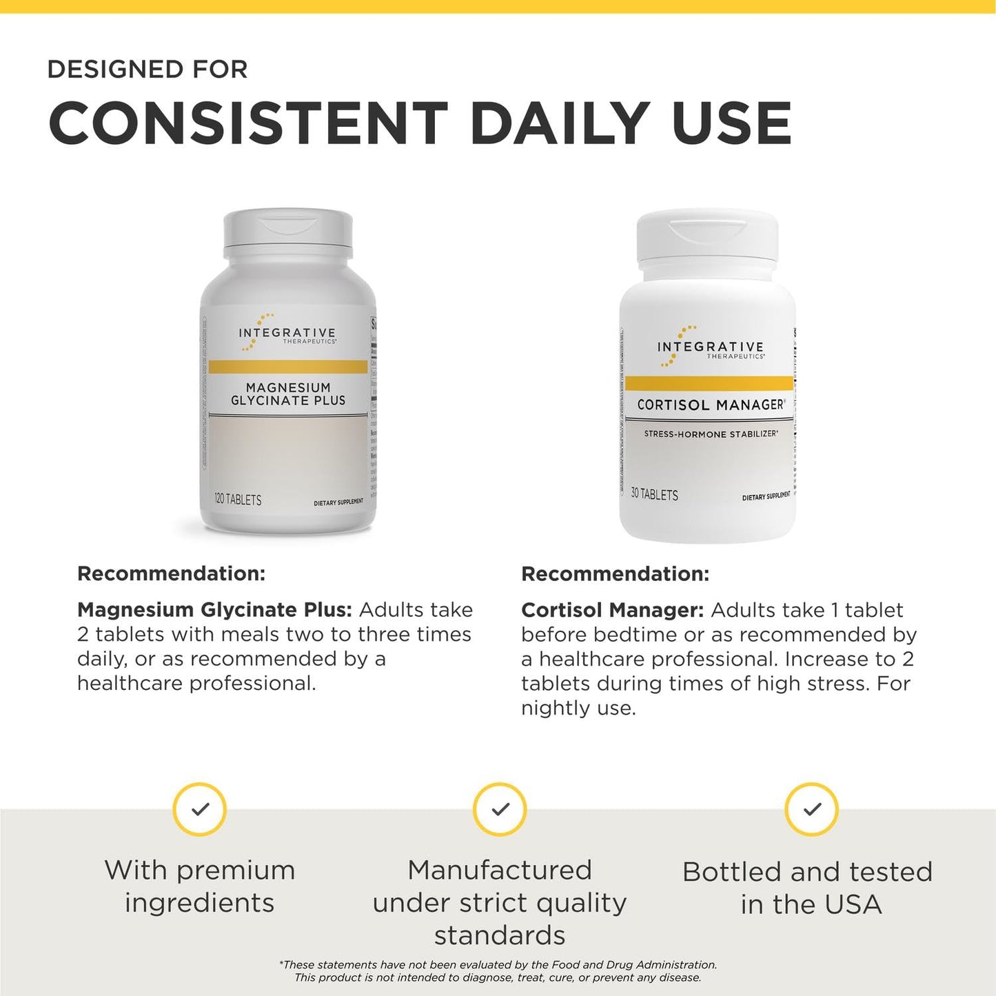 Integrative Therapeutics Cortisol Manager & Magnesium Glycinate Plus 150 Tablets