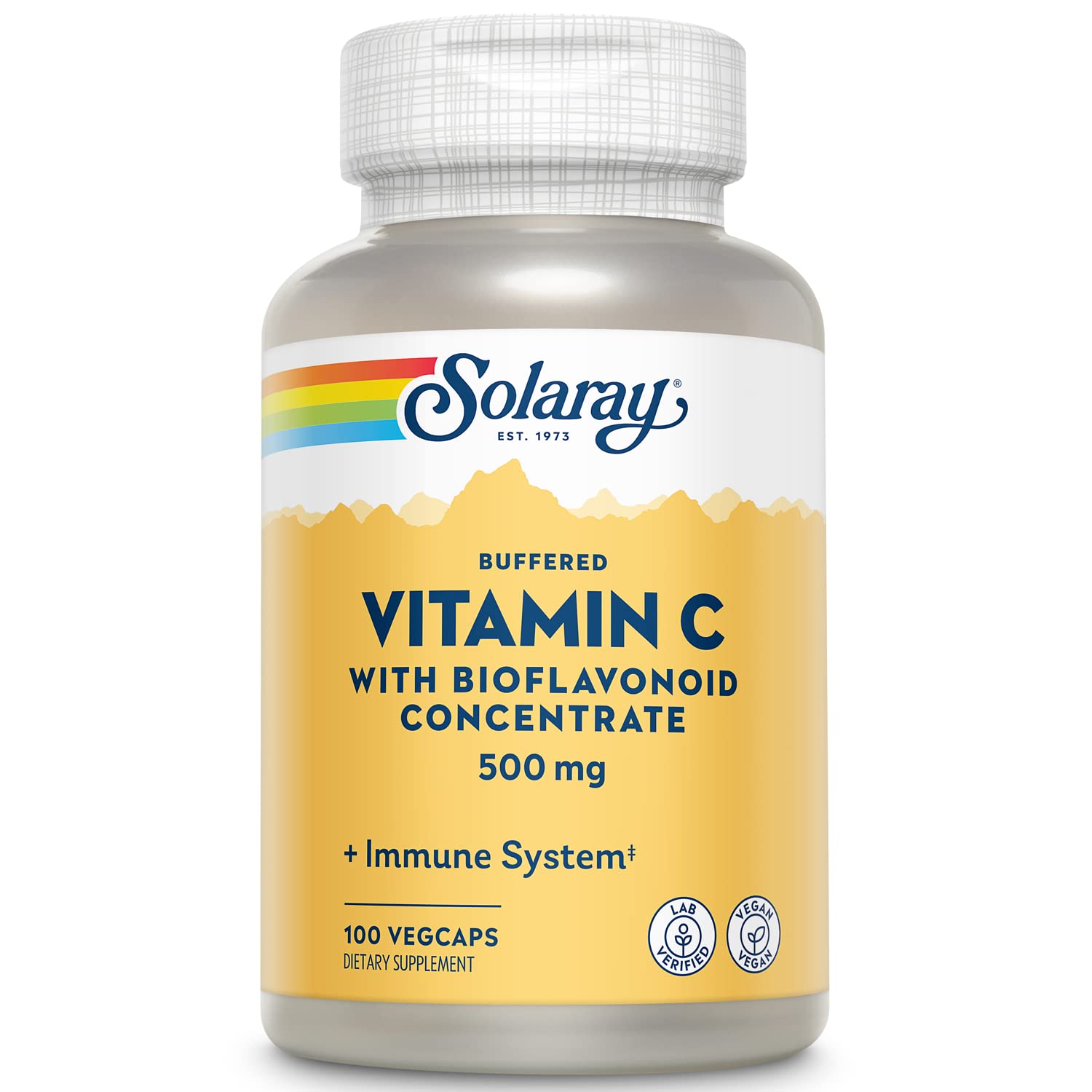 Solaray Buffered Vitamin C 500mg with Bioflavonoids, Rose Hips and Acerola Cherry Immune Support VegCaps 100
