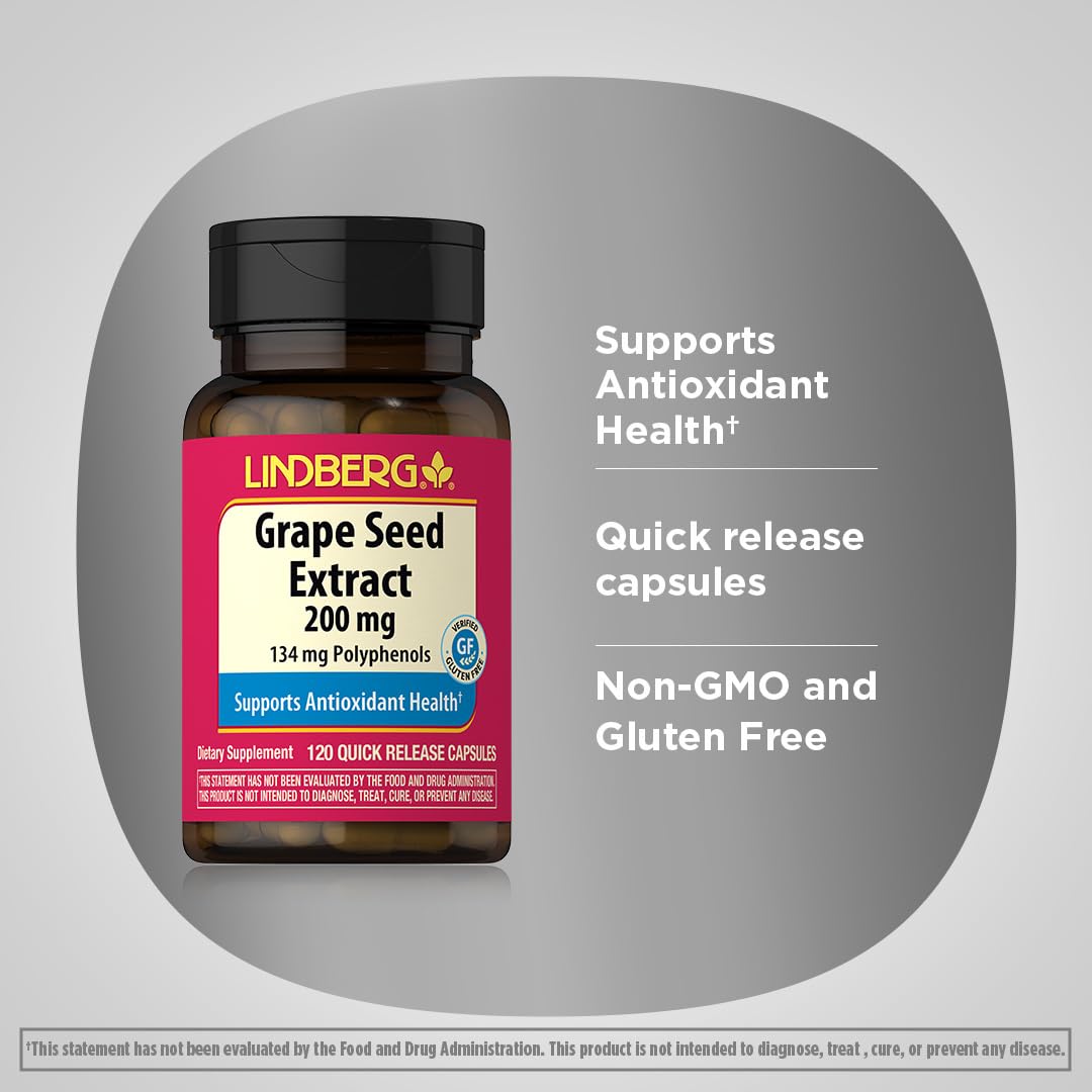 Lindberg Grape Seed Extract Capsules 120 Count