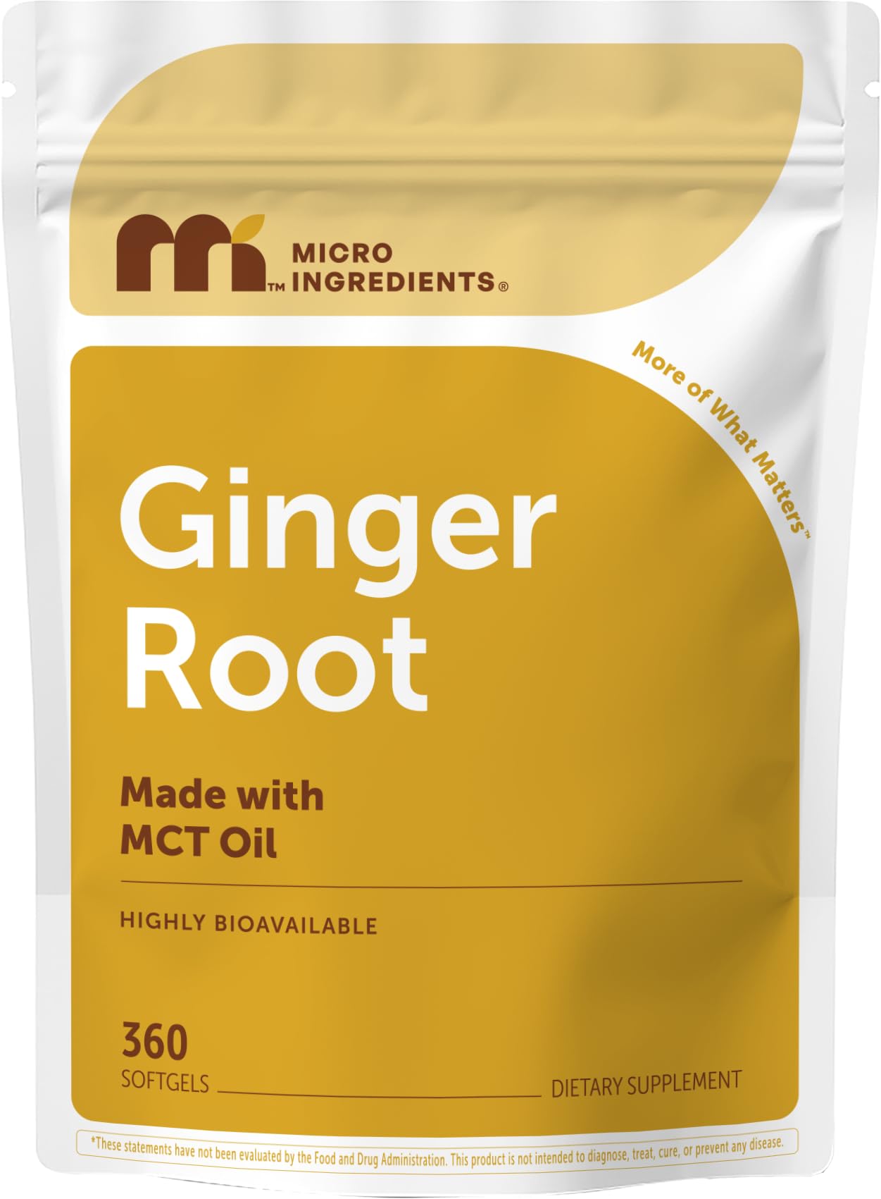 Micro Ingredients Ginger Root with MCT Oil Softgels, 360 Count