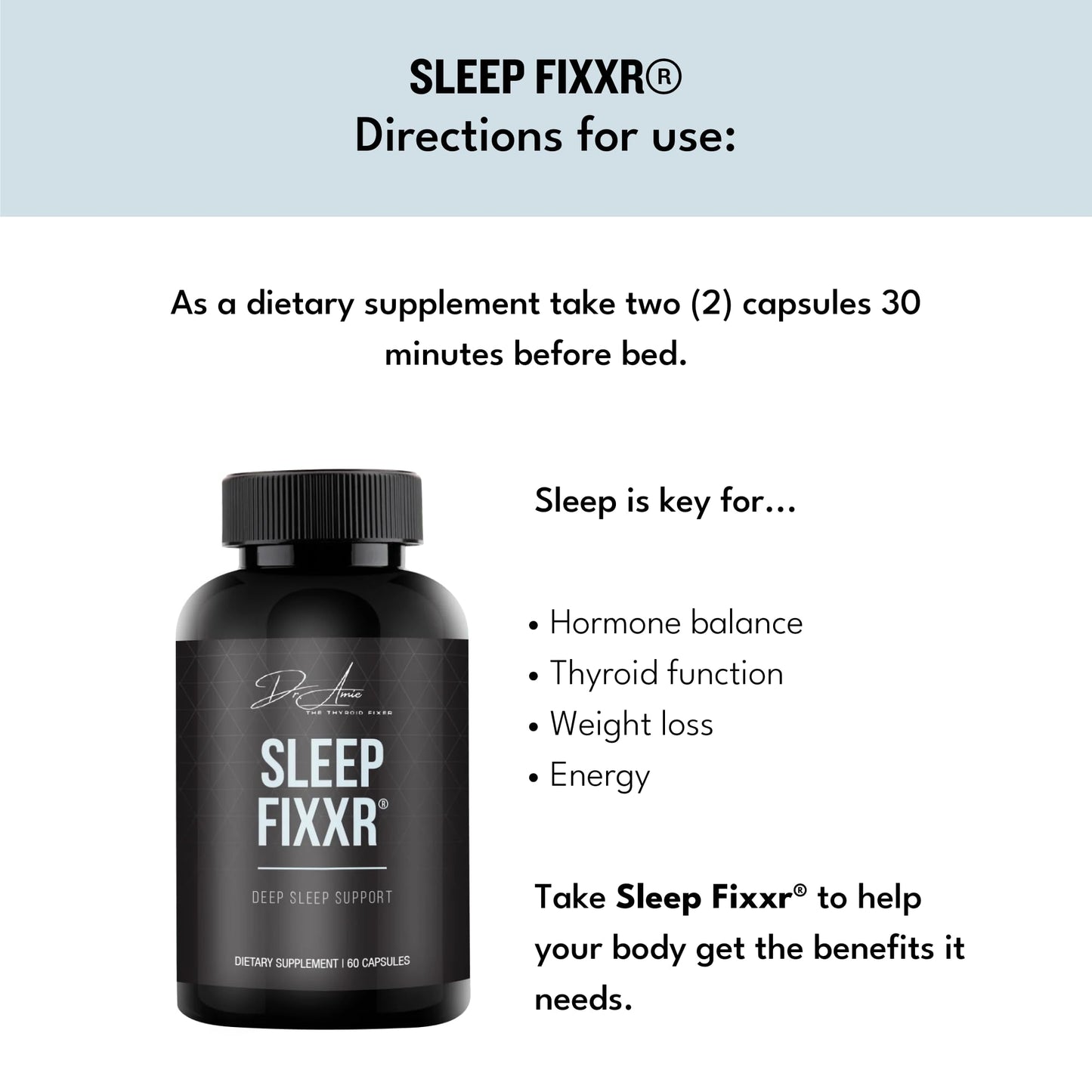 Fixxr Sleep Support by Dr. Amie Capsules 60 Count