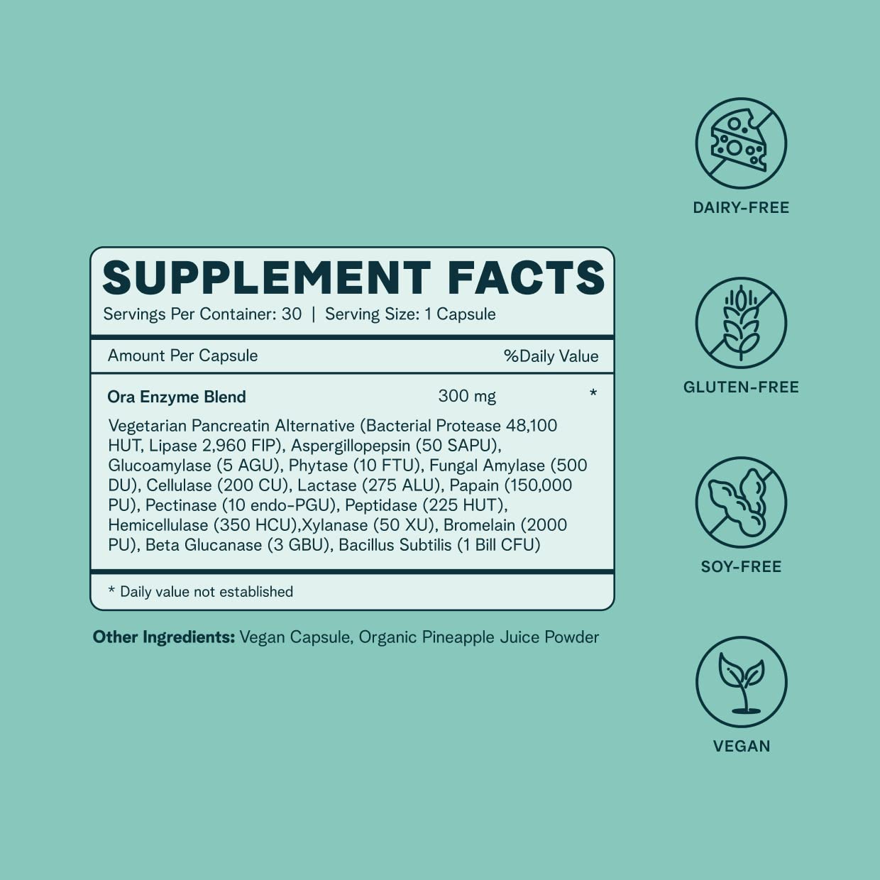 Ora Organic Multi-Enzyme Supplement Capsule, 30 Capsules