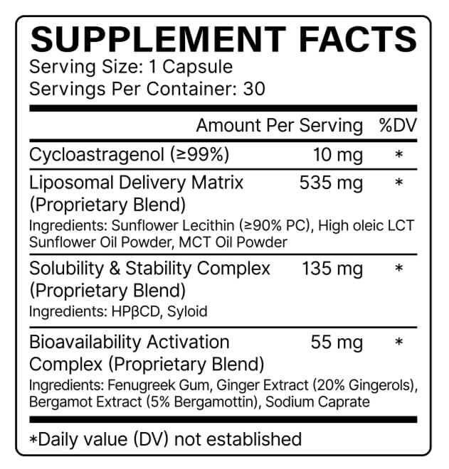 Ageless Nutraceuticals Telomere Support Cycloastragenol 10mg Capsule, 30 Count