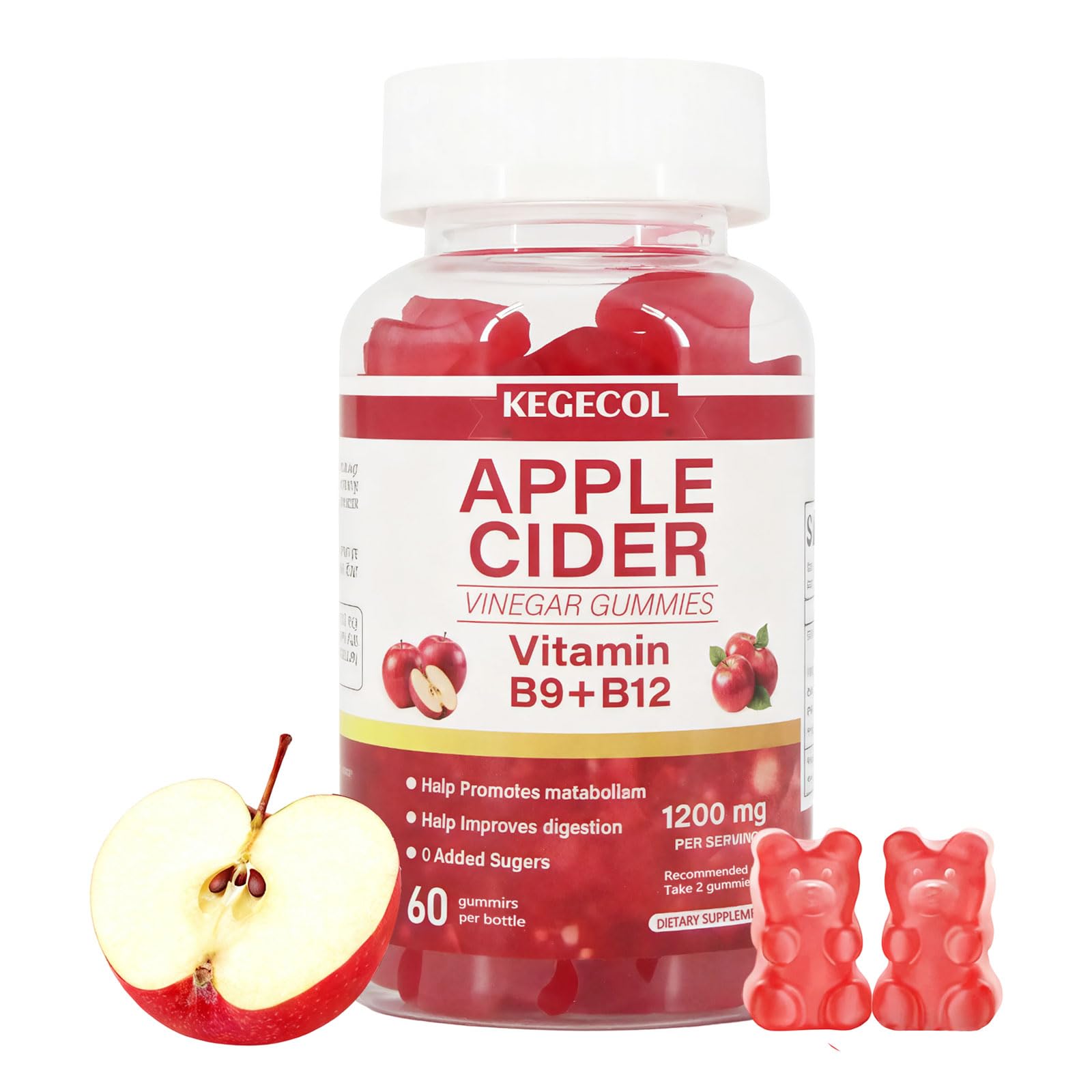 KEGECOL Apple Cider Vinegar Gummy Vitamins 60 Count