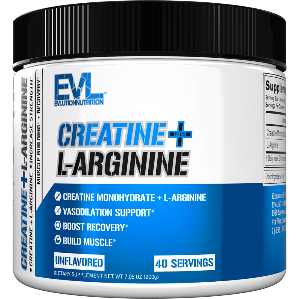 Evlution Creatine + L-Arginine Powder, 7.05 Ounce