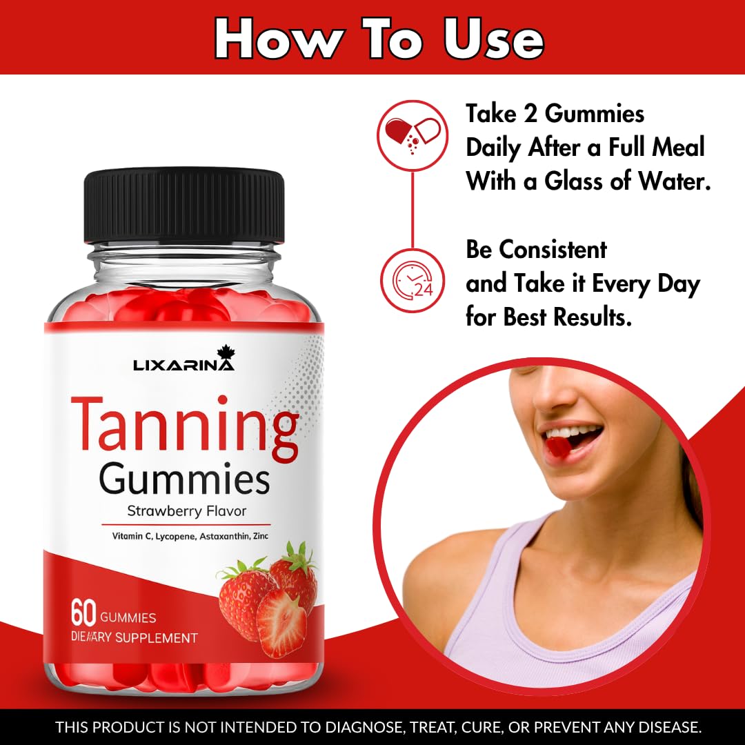 LIXARINA Tanning Gummies Supreme Tan for Women Gummy 180 Gummies