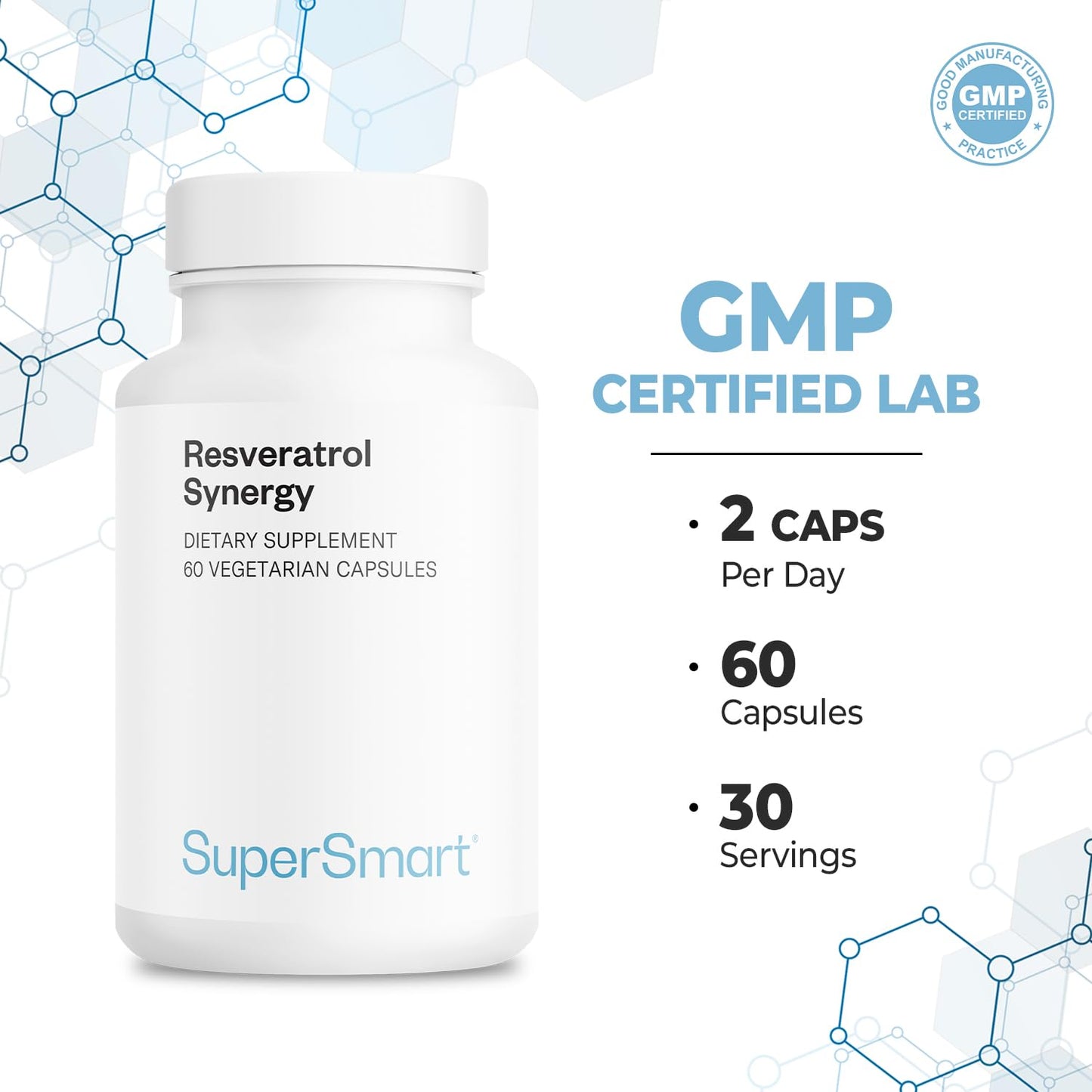 Supersmart Resveratrol Synergy Standardized Extract Capsules, 60 Count