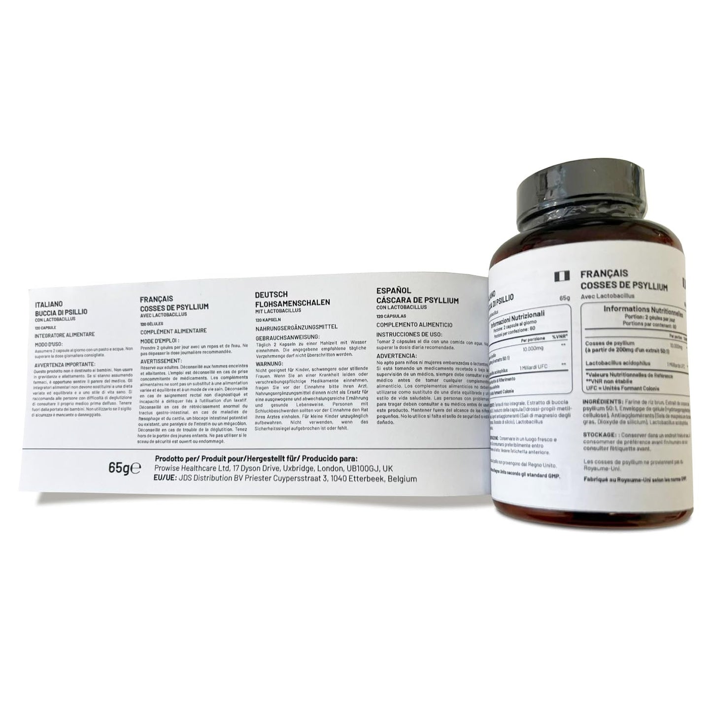 PH PROWISE Healthcare Psyllium Husk 10000mg with Acidophilus 1 Billion CFU, 120 Capsules