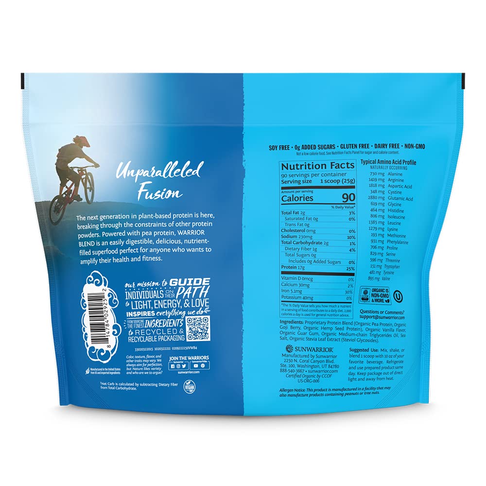 Sunwarrior Organic Plant Based Protein Powder Vanilla, 90 Servings