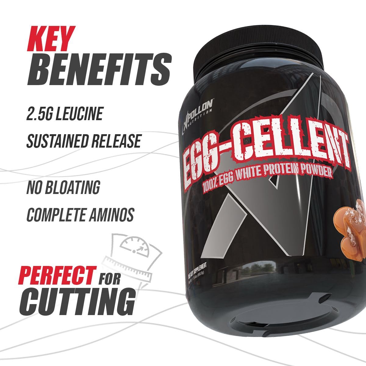 Apollon Nutrition Egg-Cellent Egg White Protein Powder, 26 Servings, Strawberry Cream