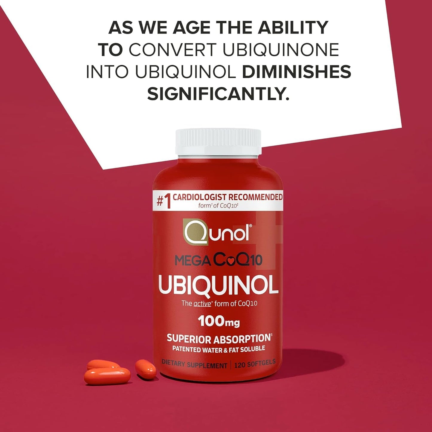 Qunol Mega Ubiquinol CoQ10 100mg Softgels 240 Count
