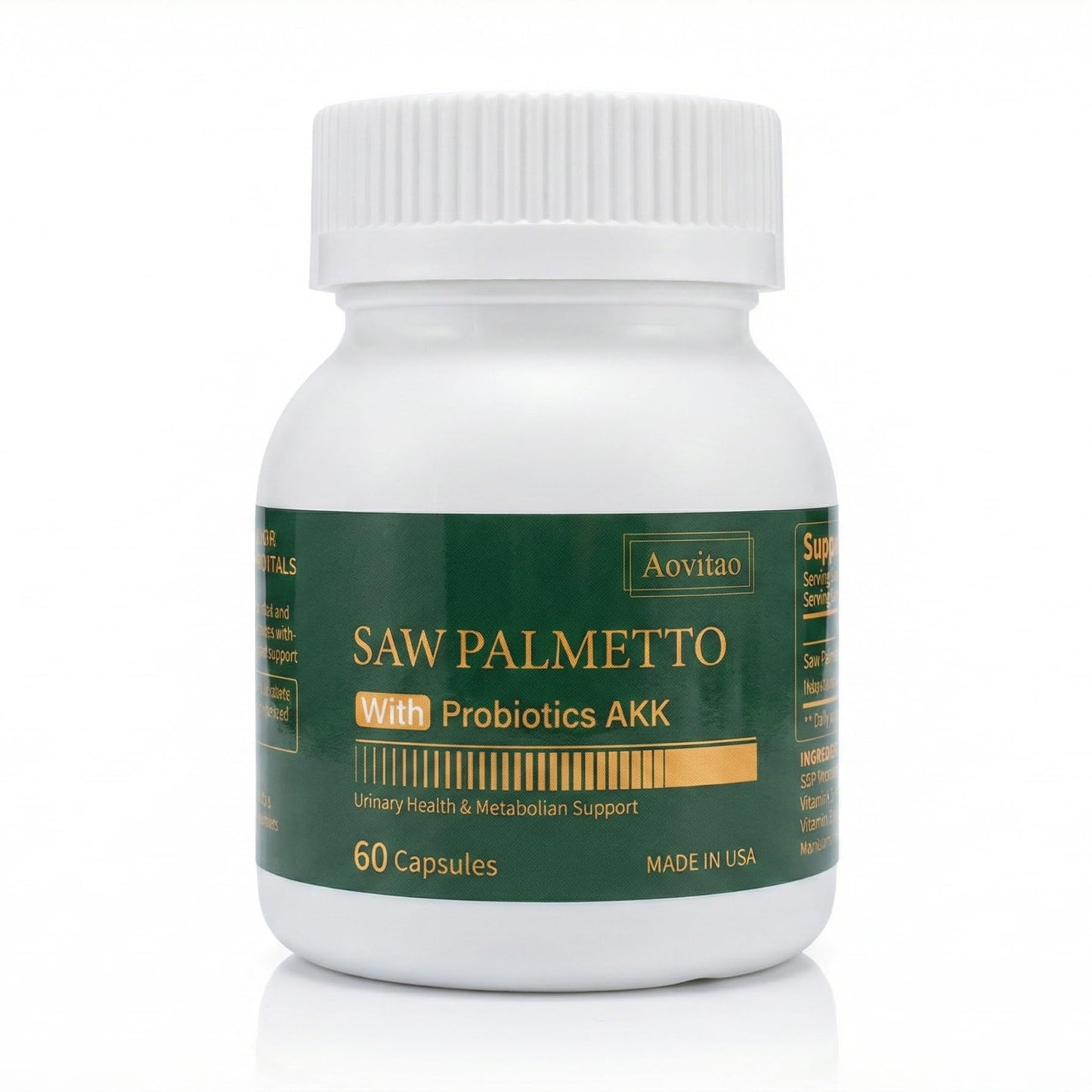 AOVITAO Saw Palmetto Extract with AKK Probiotics Capsule, Urinary Health Metabolism Support, 60 Count