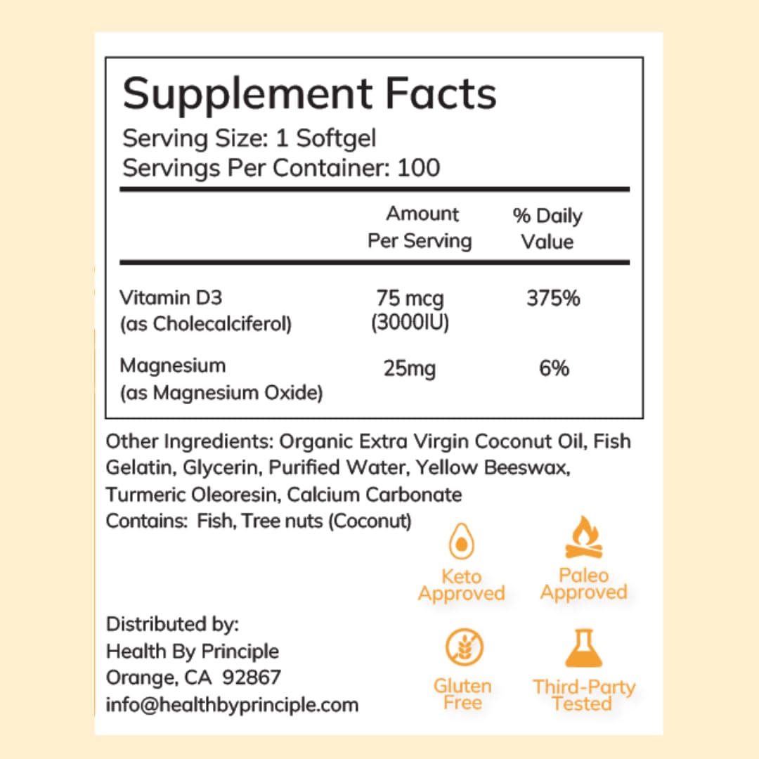 HEALTH BY PRINCIPLE Vitamin D3 Softgels 100