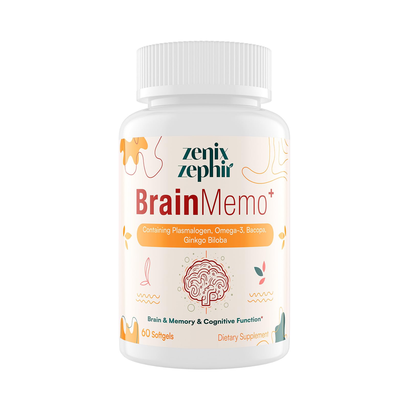 ZenixZephir Memory Focus Supplement with Plasmalogens 60 Softgels