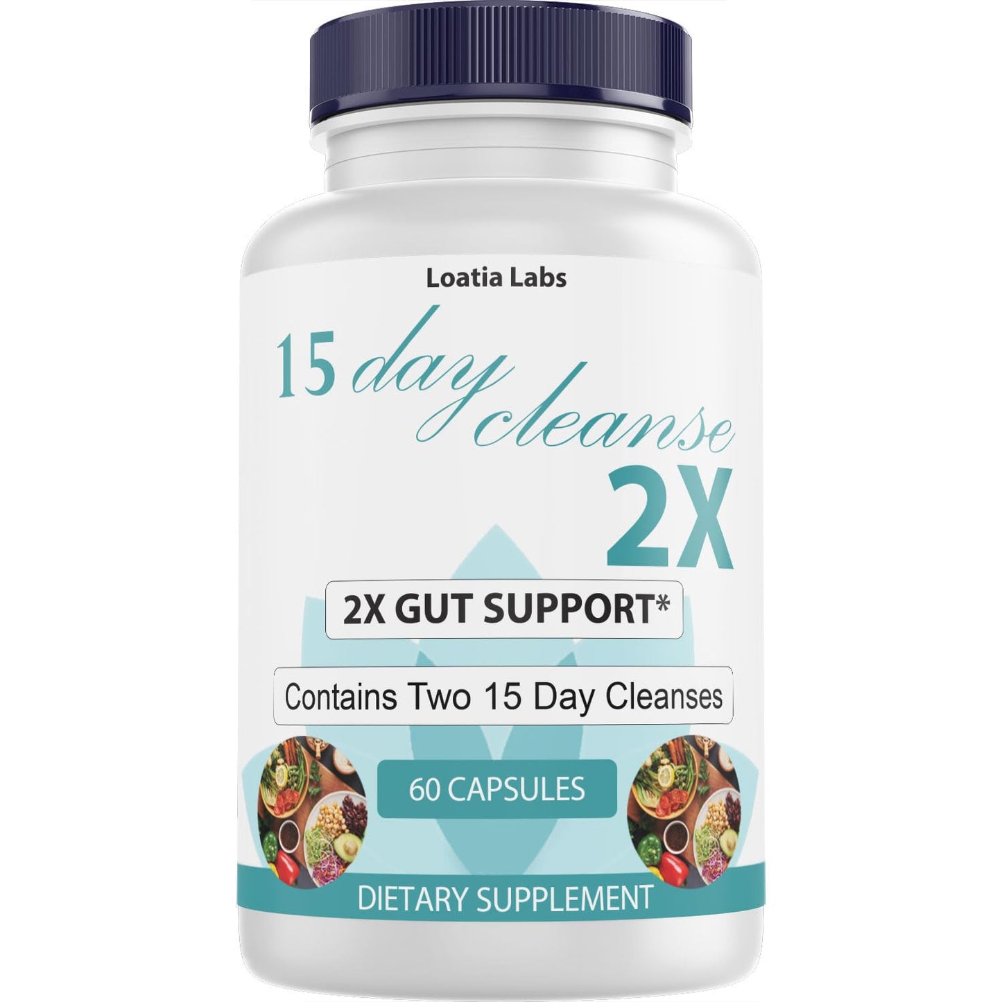 Loatia Labs 15 Day Cleanse 2X - Double Gut & Colon Support - Advanced Gut Cleanse Detox for Women & Men with Alfalfa, Cascara Sagrada, Probiotics & Psyllium Husk, 60 Capsules