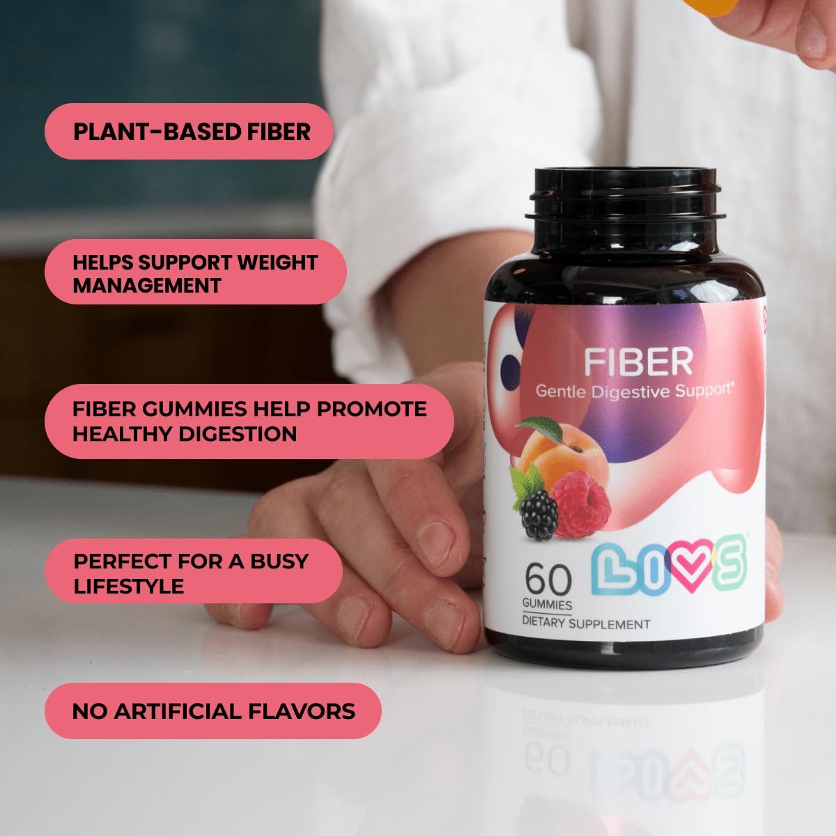 LIVS Fiber Gummies for Adults Gummy 60 Count