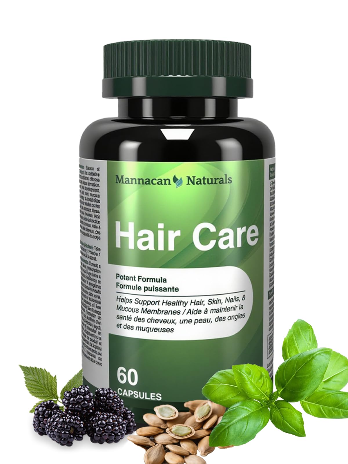 MANNACAN NATURALS Hair Growth Vitamins Capsules, 60 Capsules