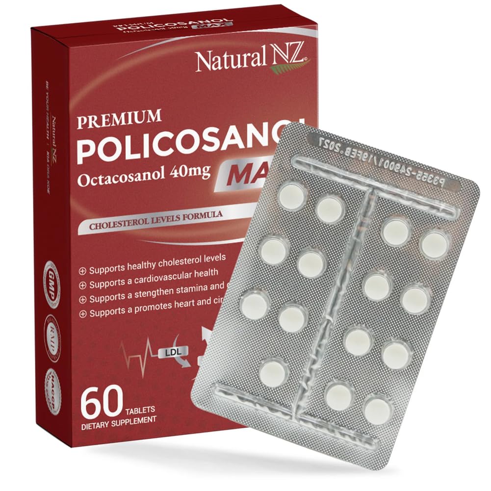 Natural NZ Policosanol Max 66.8mg (Otacosanol 40mg) 1-A-Day Tablets, 60 Count