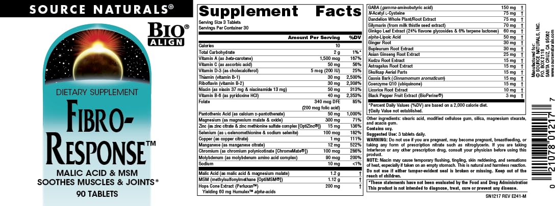 Source Naturals Fibro-Response Bio-Aligned Malic Acid & MSM, 90 Tablets