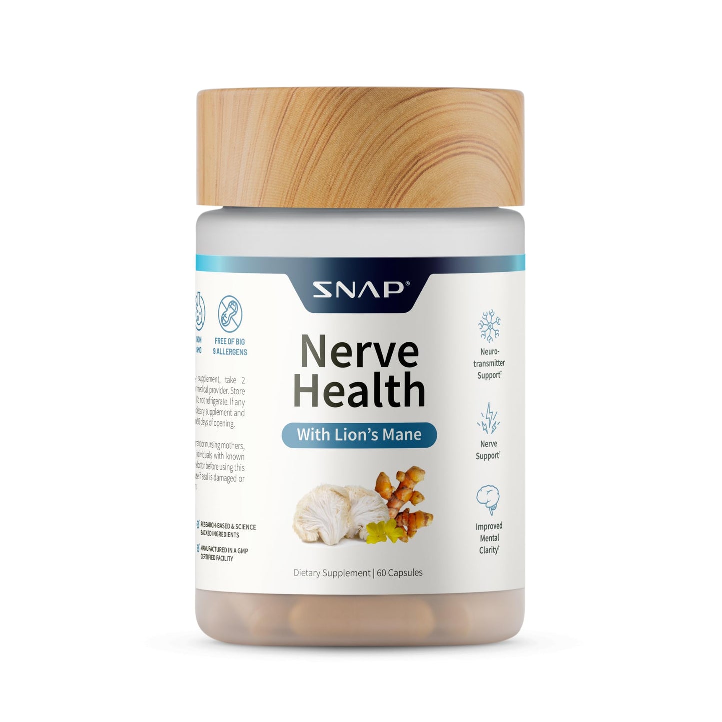 Snap Supplements Nerve Health Support with Lion's Mane Capsules 60
