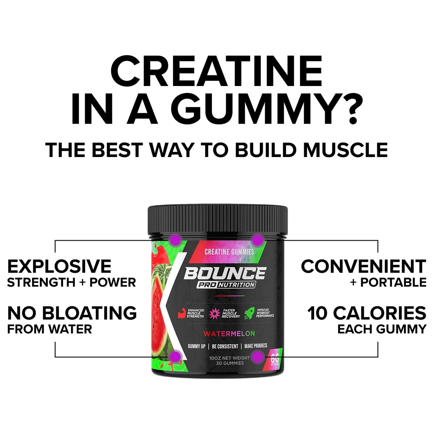 Bounce Pro Creatine Monohydrate Gummies 30 Count