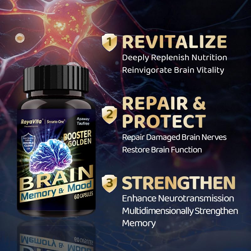 RoyaVita Smarto-One Brain Nutrition Proprietary Blend(DHMP) Nootropic Brain Supplement for Memory, Mental Alertness, Focus & Mental Clarity, Phosphatidylserine, Vitamin B6 Capsules, 120