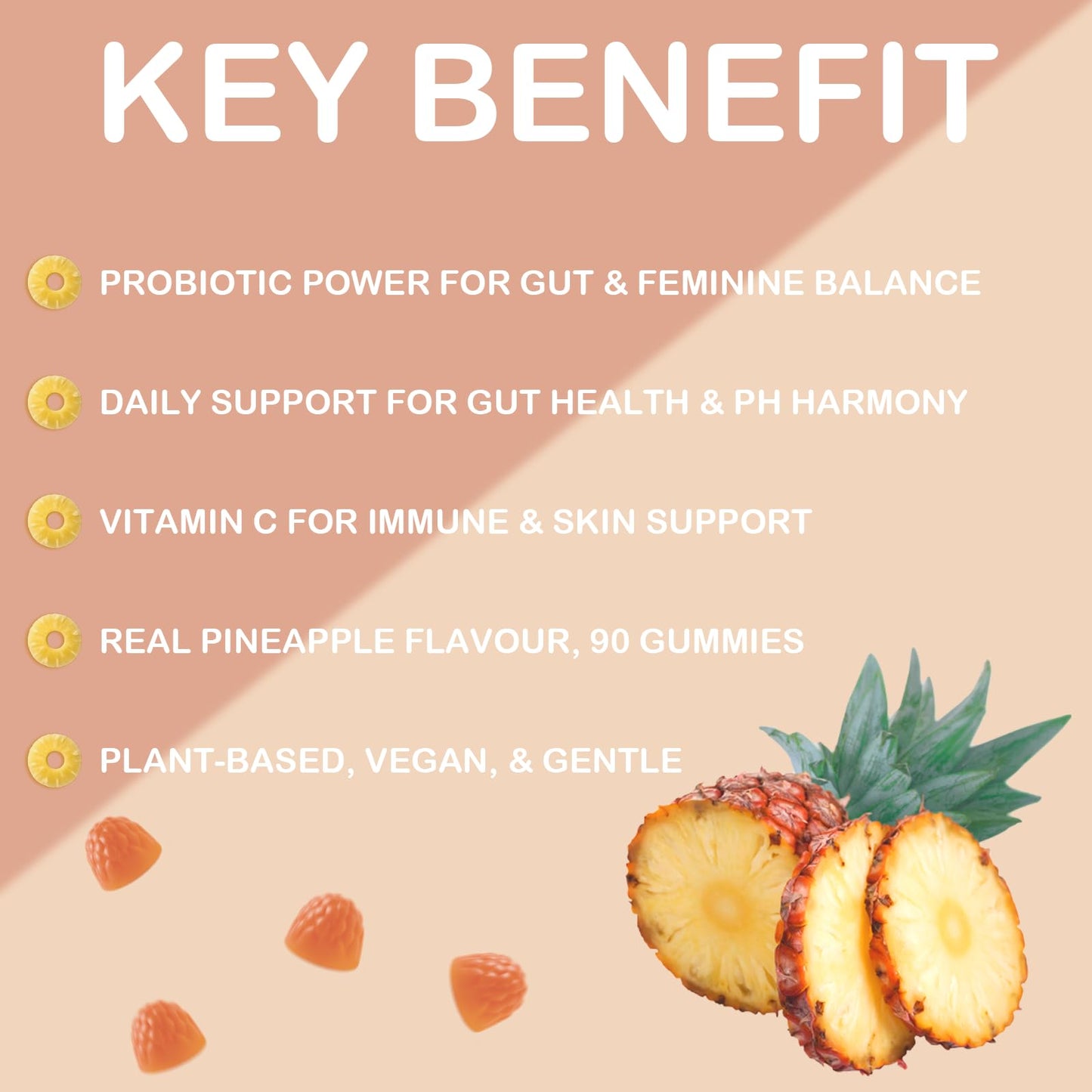 MATOP Feminine Balance Gummies for Women – Vaginal Probiotic Pineapple – 90 Gummies