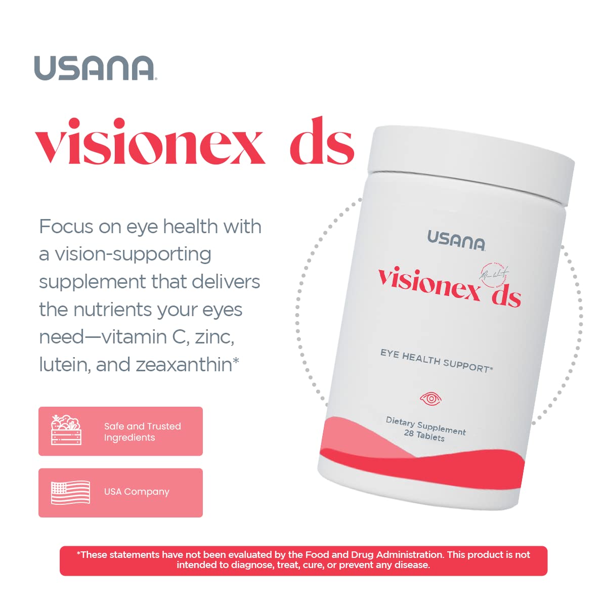 USANA Visionex DS with Lutein Zeaxanthin Tablets, 28 Count