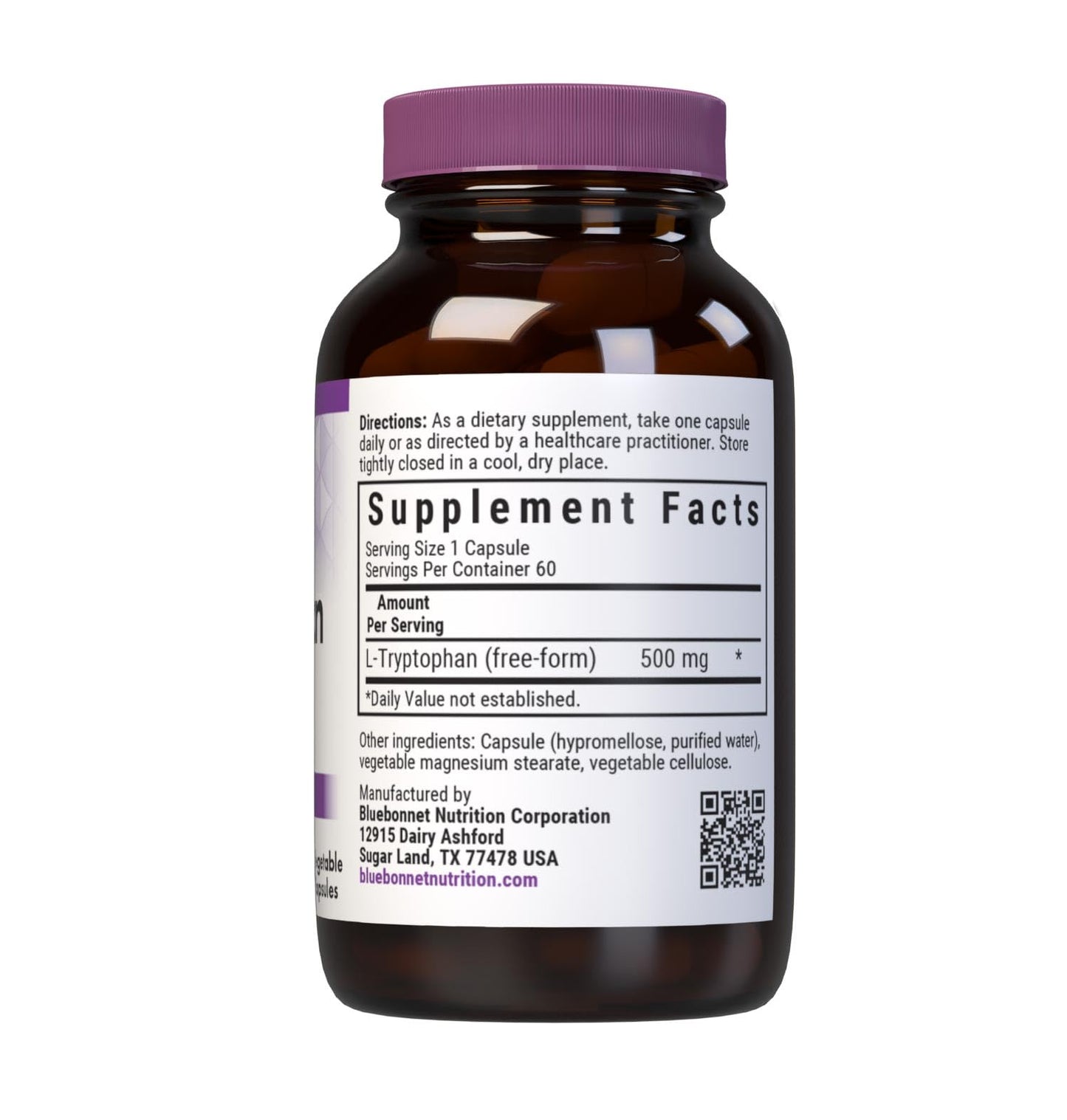 BlueBonnet L-Tryptophan 500mg Capsule, 60 Count
