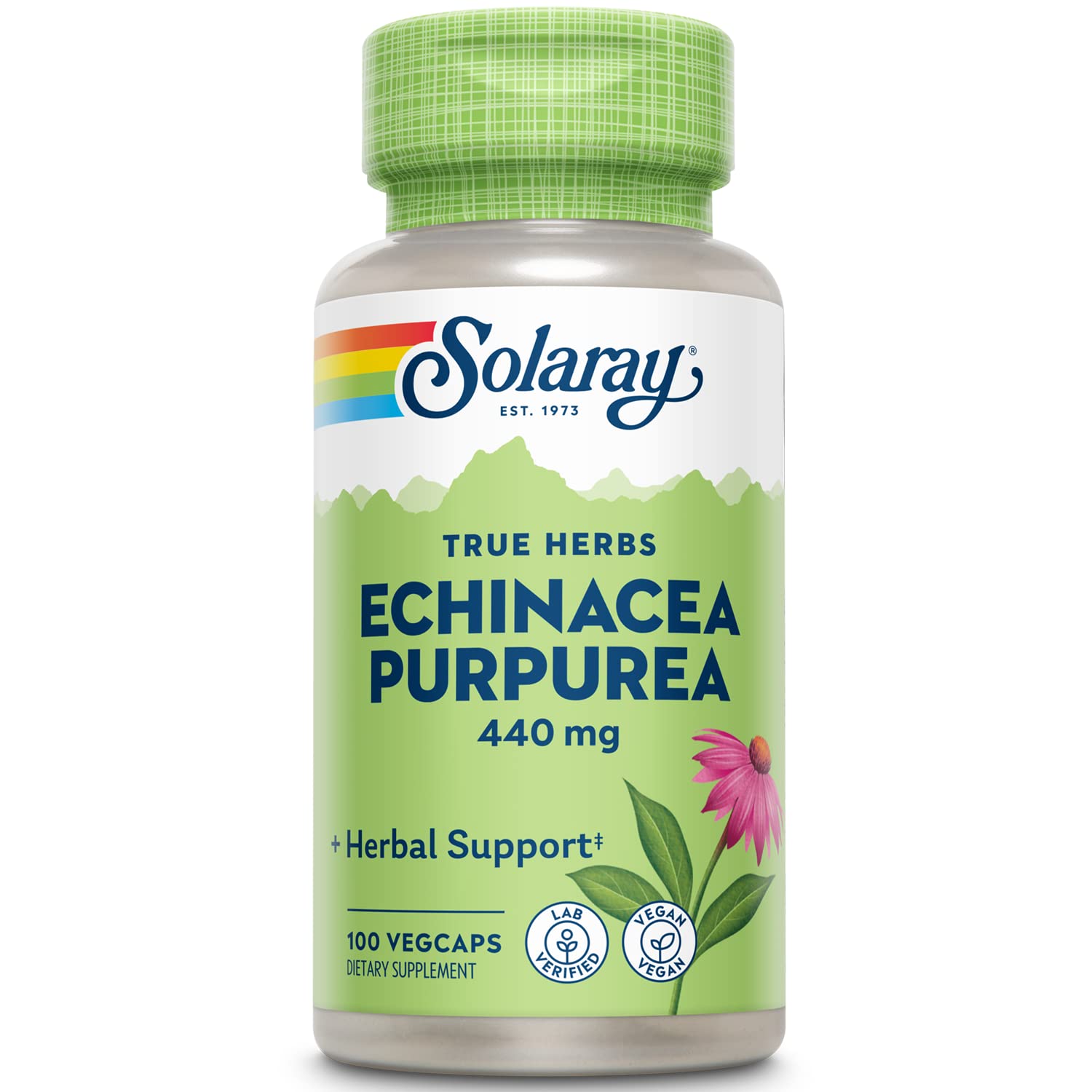 Solaray Echinacea Purpurea Root 440 mg Capsule, 100 Capsules