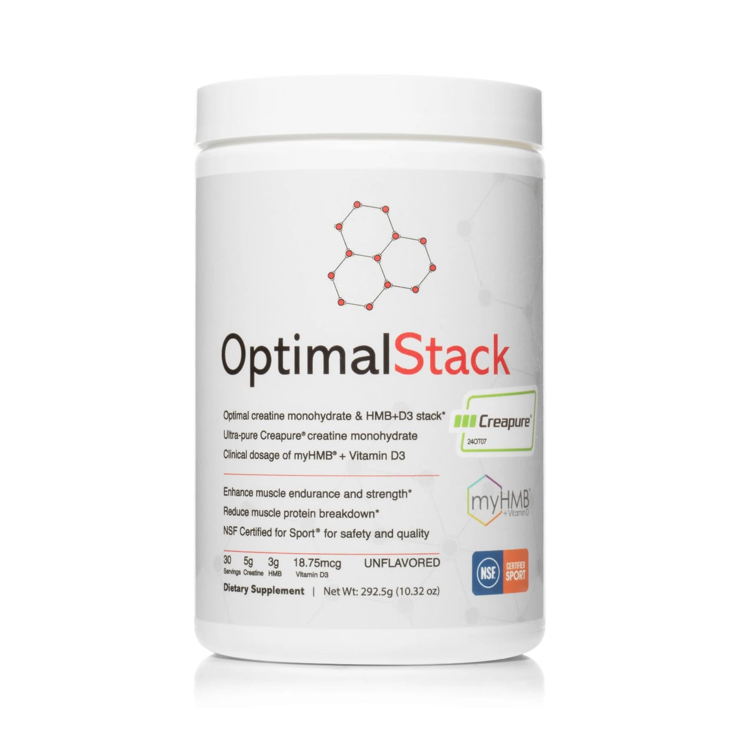 OptimalAmino OptimalStack Creatine Monohydrate, HMB, & Vitamin D3 Stack Powder 10.32 oz