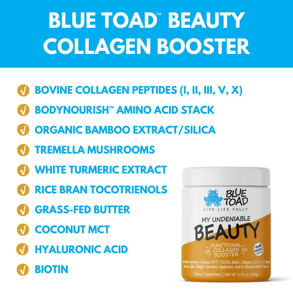 Blue Toad Botanicals Vegan & Bovine Collagen Booster/Creamer Madagascar Vanilla Powder 5.8 oz