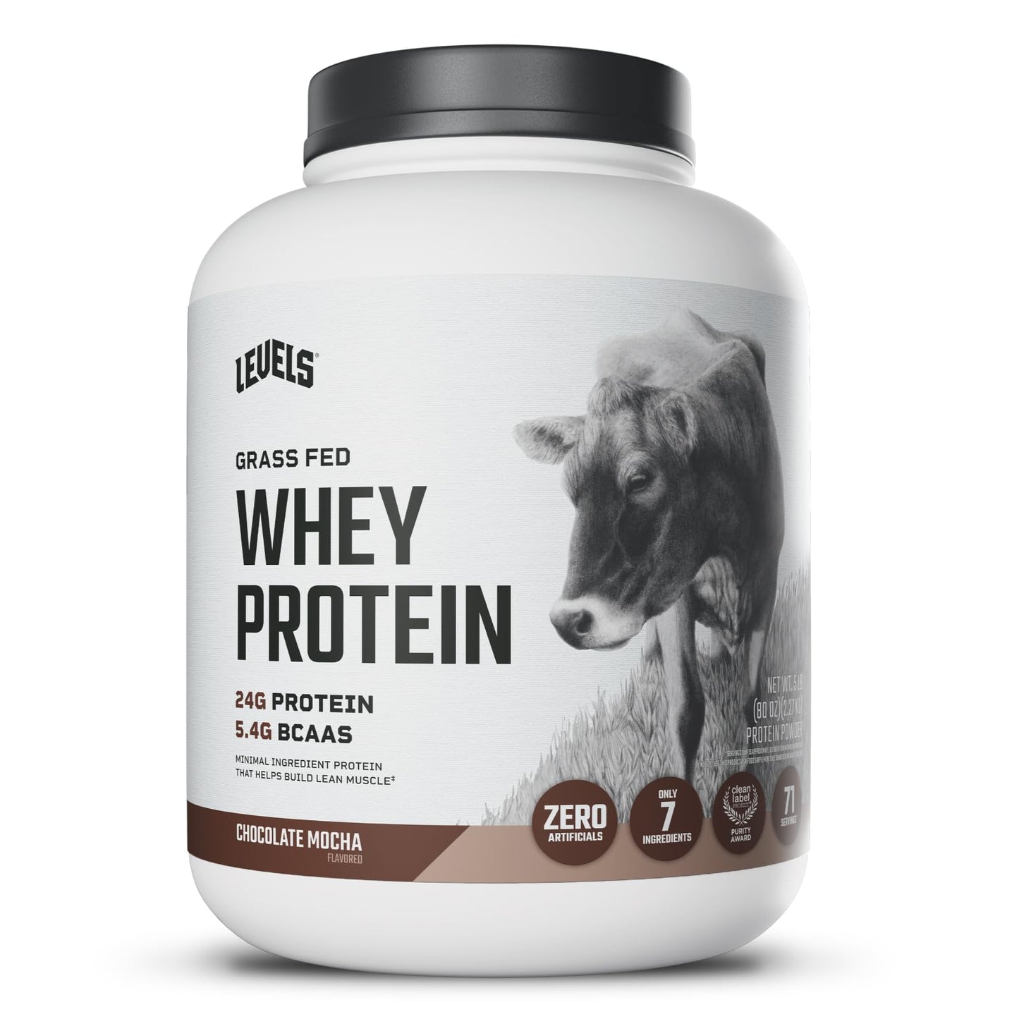 Levels Nutrition Grass Fed Whey Protein Powder, Chocolate Mocha, 80 Servings