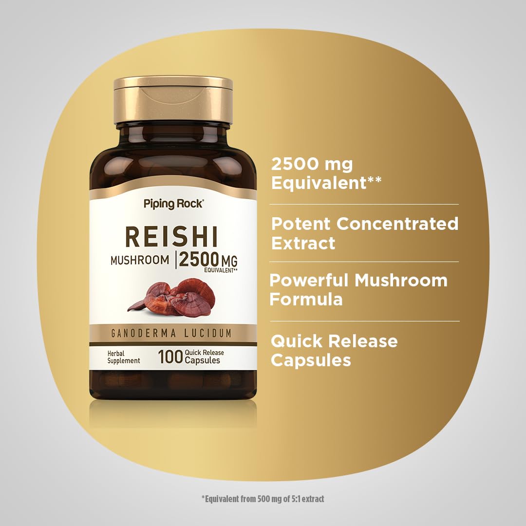 Piping Rock Reishi Mushroom Capsules, 100 Count