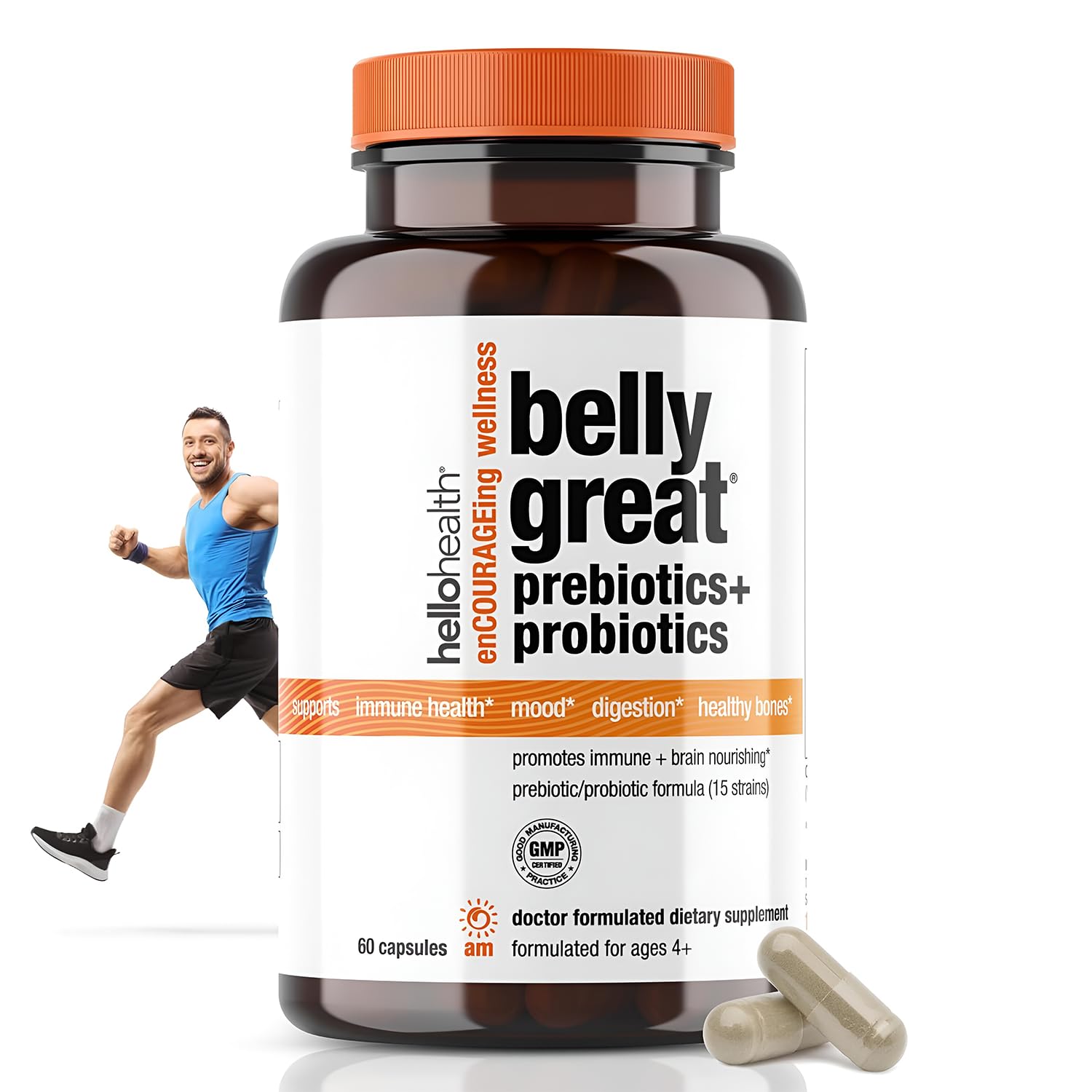 HELLO HEALTH Daily Probiotic for Women, Men + Kids Capsule 60 Count