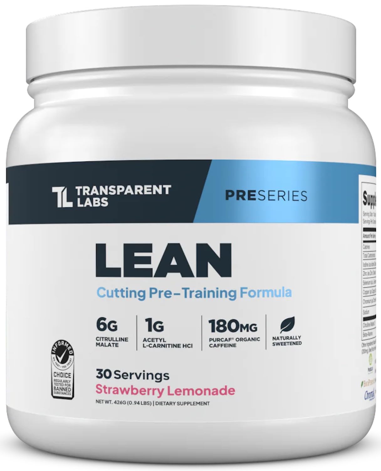 Transparent Labs Lean Pre-Workout Powder 15.02 oz