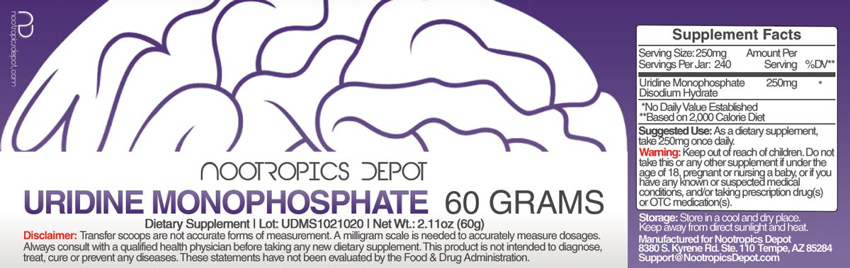 Nootropics Depot Uridine Monophosphate Powder 2.1164 oz