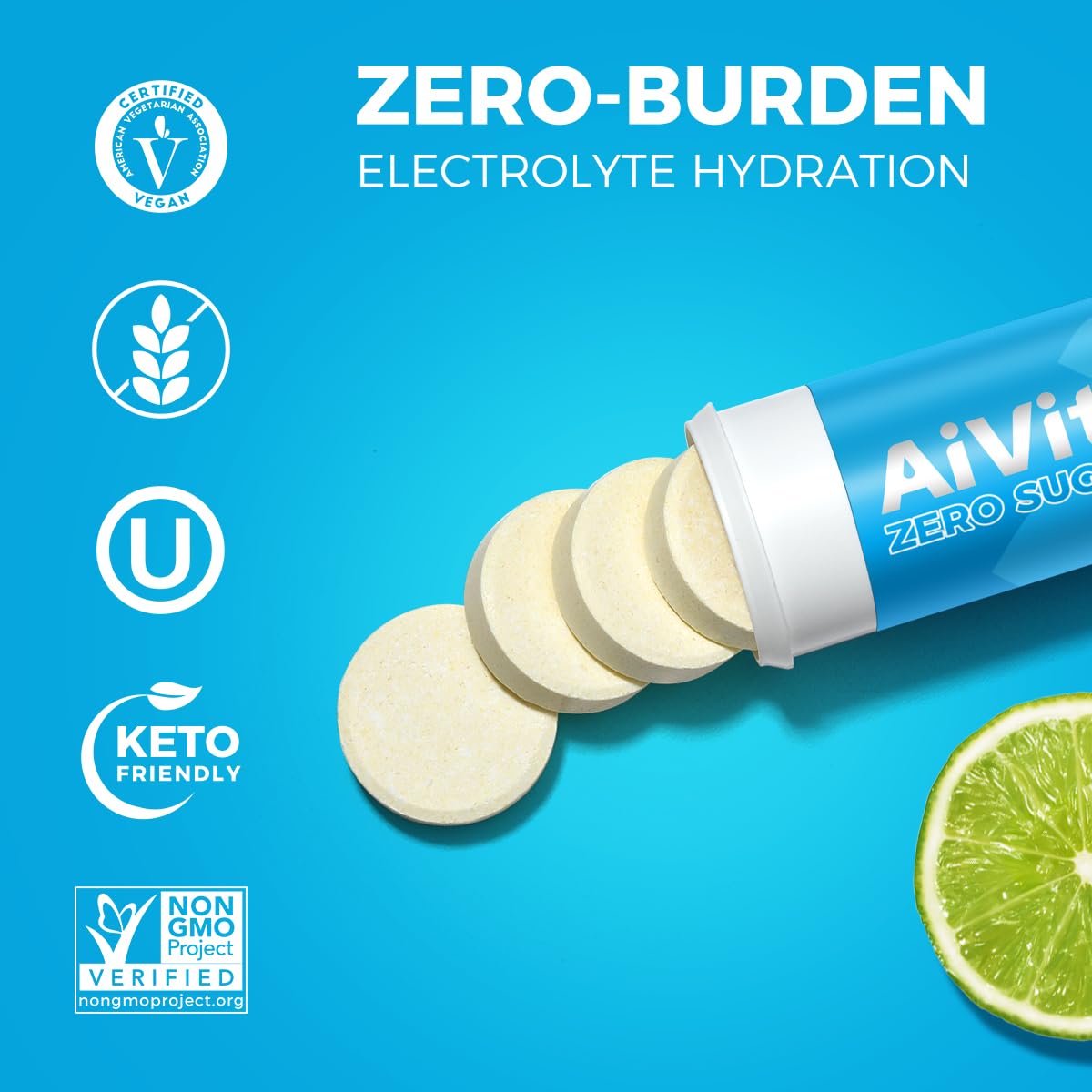 AiVital Sugar Free Electrolyte Tablets, Essential Electrolytes, 40 Tablets