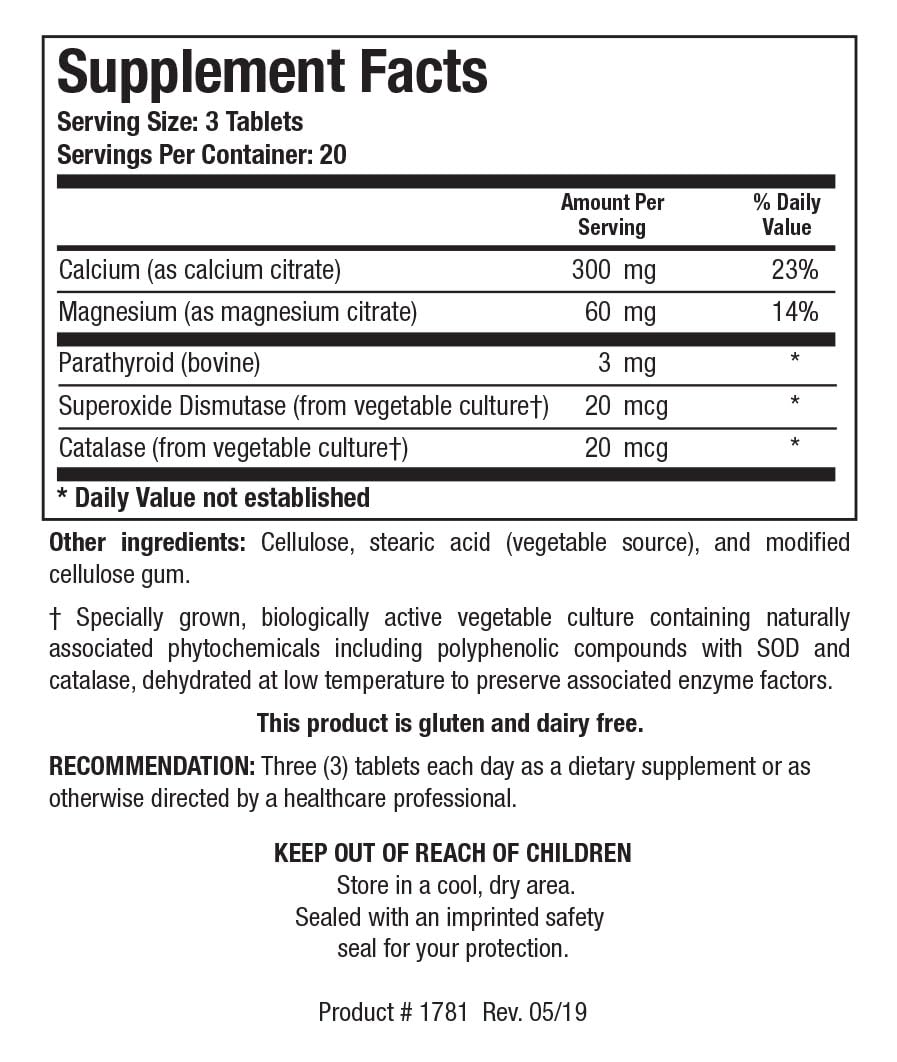 Biotics Research CaMg-Plus Calcium Magnesium Supplement with Parathyroid Tablets 60