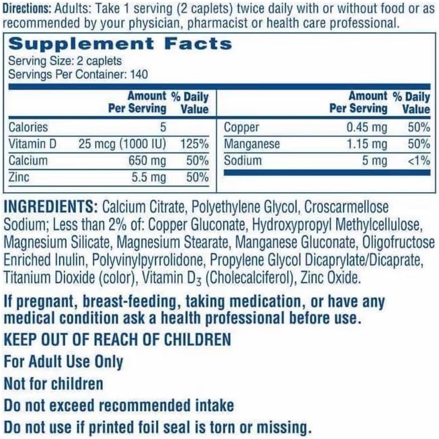 Generic Citra Maximum Plus Calcium Citrate + Vitamin D3 Supplement Tablet 280 Count