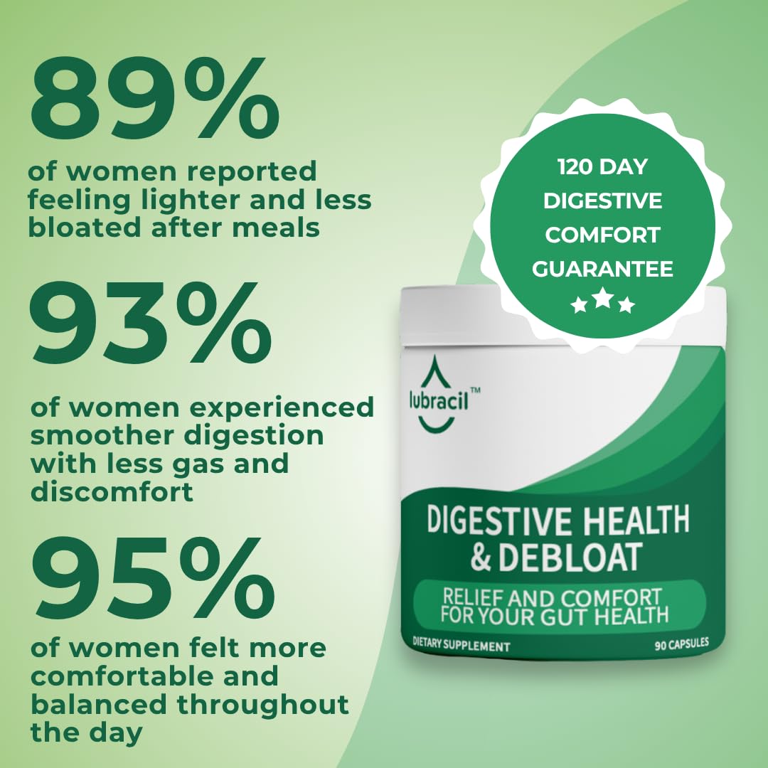 Lubracil Digestive Health & Debloat Formula for Women Capsules, 90 Count