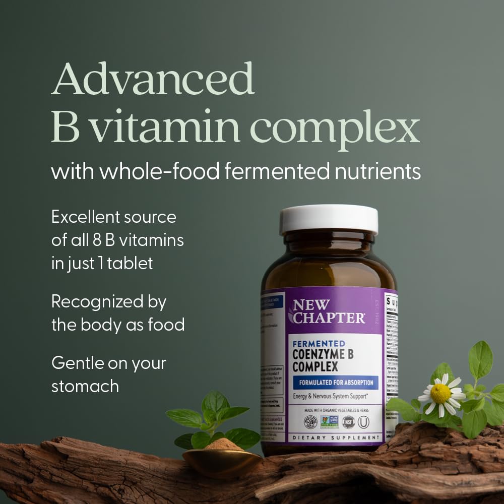 New Chapter Vitamin B Complex Fermented Coenzyme B Complex Rich in Vitamin B12, B6 & Biotin, Made with Organic Ingredients, 90 Capsules