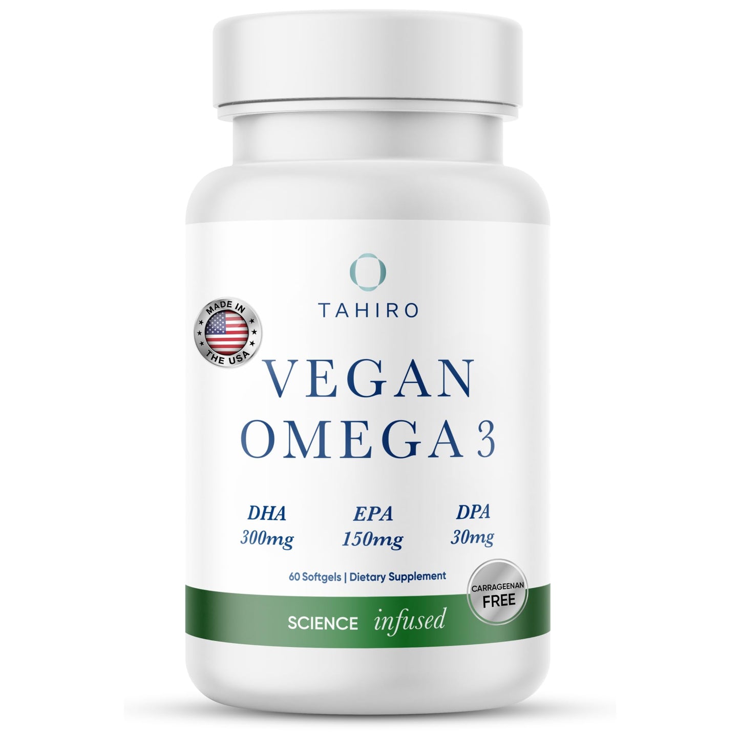 TAHIRO Vegan Omega-3 Softgels 1000mg 60 Count