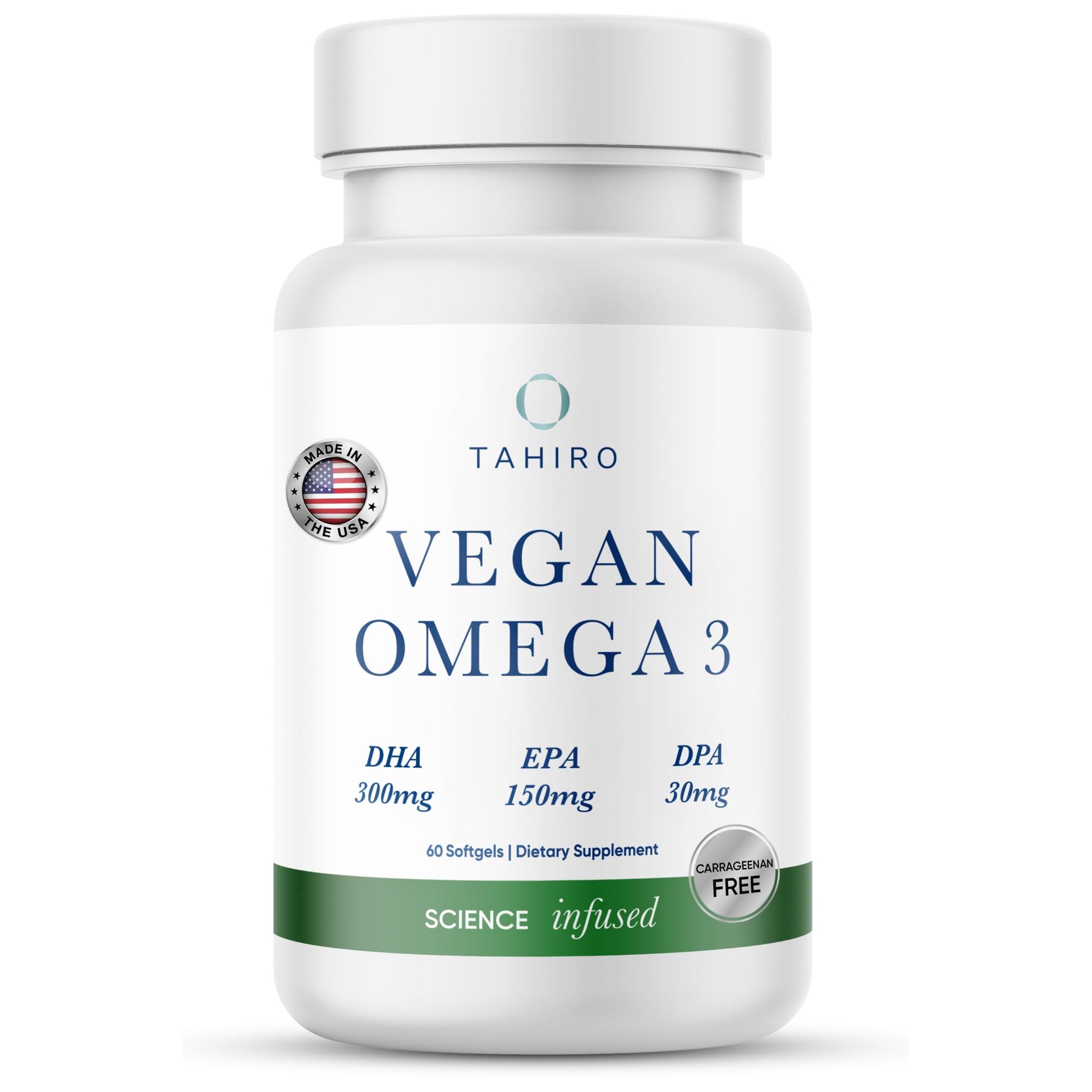 TAHIRO Vegan Omega-3 Softgels, 60 Count