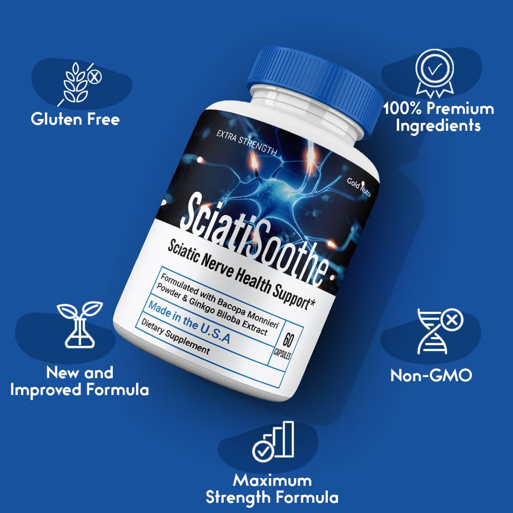 Gold Nutra SciatiSoothe All Natural Brain and Cognitive Supplement Capsules, 2-Count