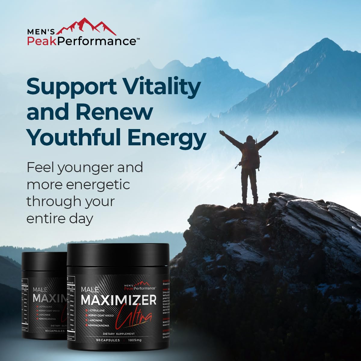 MEN'S PeakPerformance Male Maximizer Ultra – Testosterone Support Supplement for Men – Energy, Stamina, Endurance & Strength – Ashwagandha, Tongkat Ali, Tribulus 90 Capsules