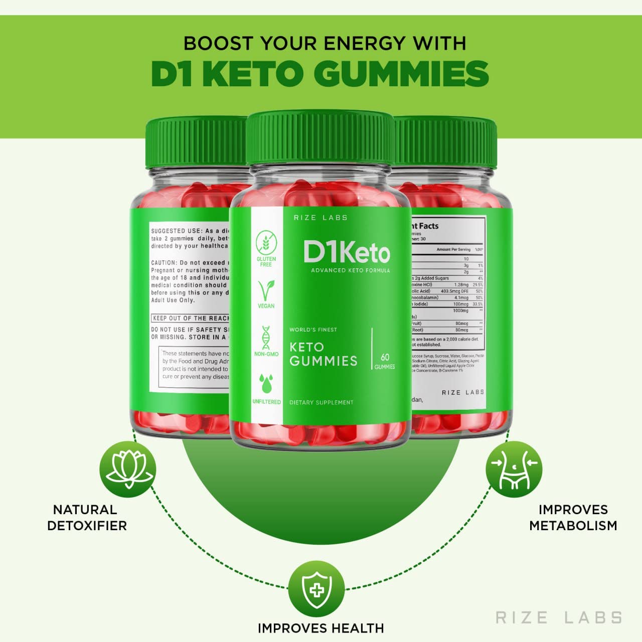 Rize Labs D1 Keto Gummies 300 Gummies