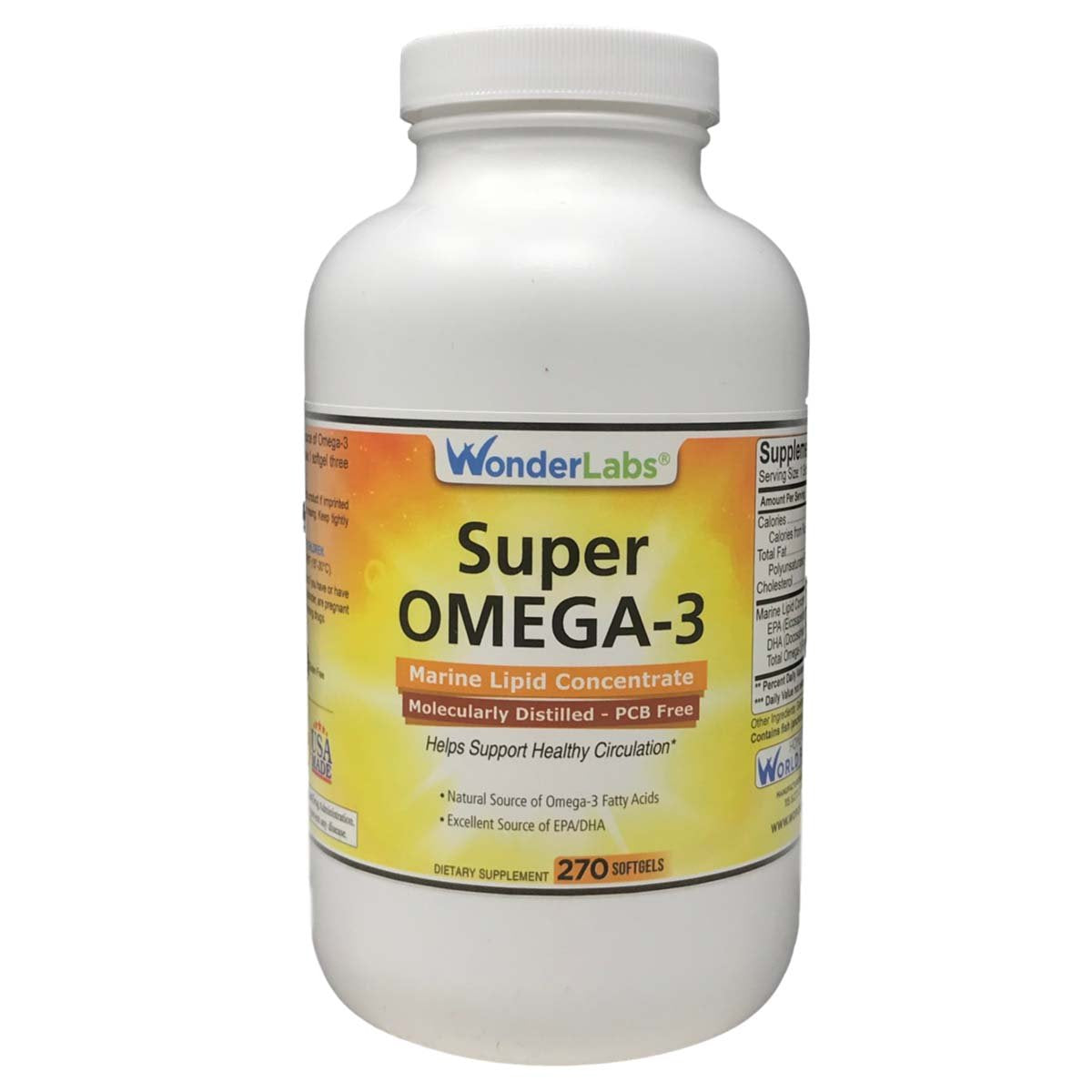 Wonder Laboratories Super Omega-3 Marine Lipid Concentrate Softgels 270