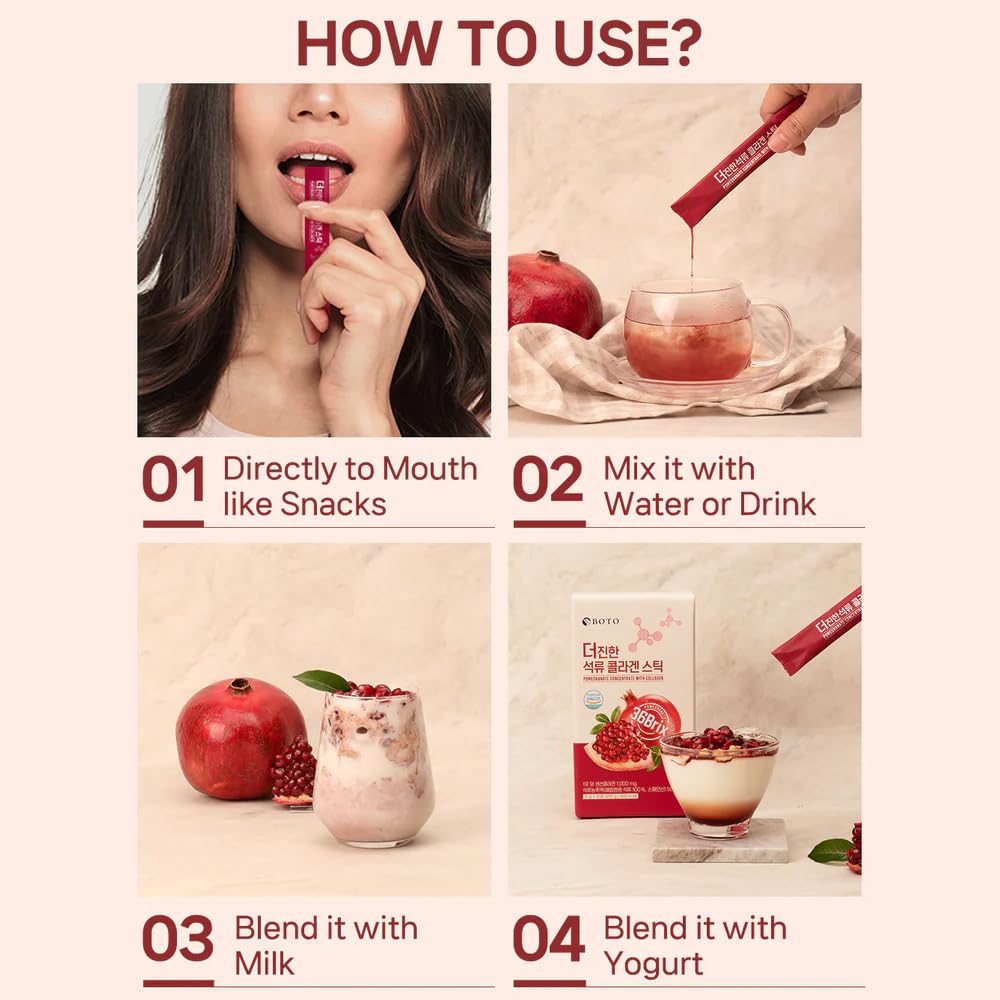 ZIOSTAND BOTO Pomegranate Concentrate with Collagen Gummy, 0.71 Ounce Pack of 1
